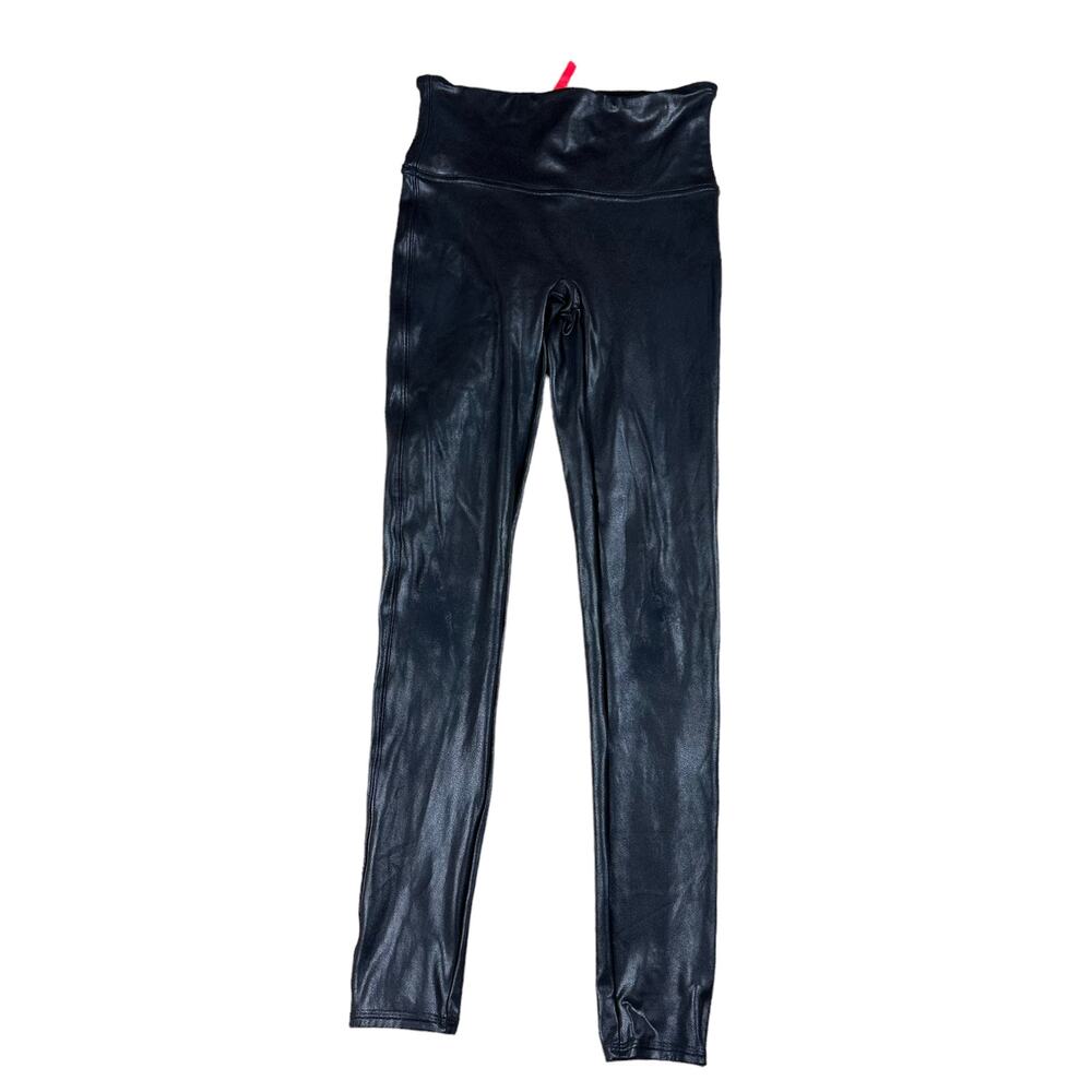SPANX Black Faux‎ Leather Leggings Medium